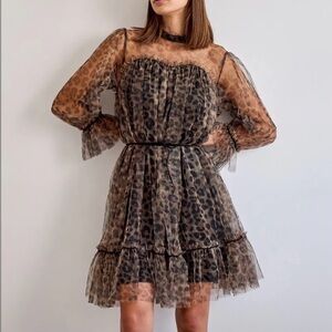 Leopard Print Sheer Dress